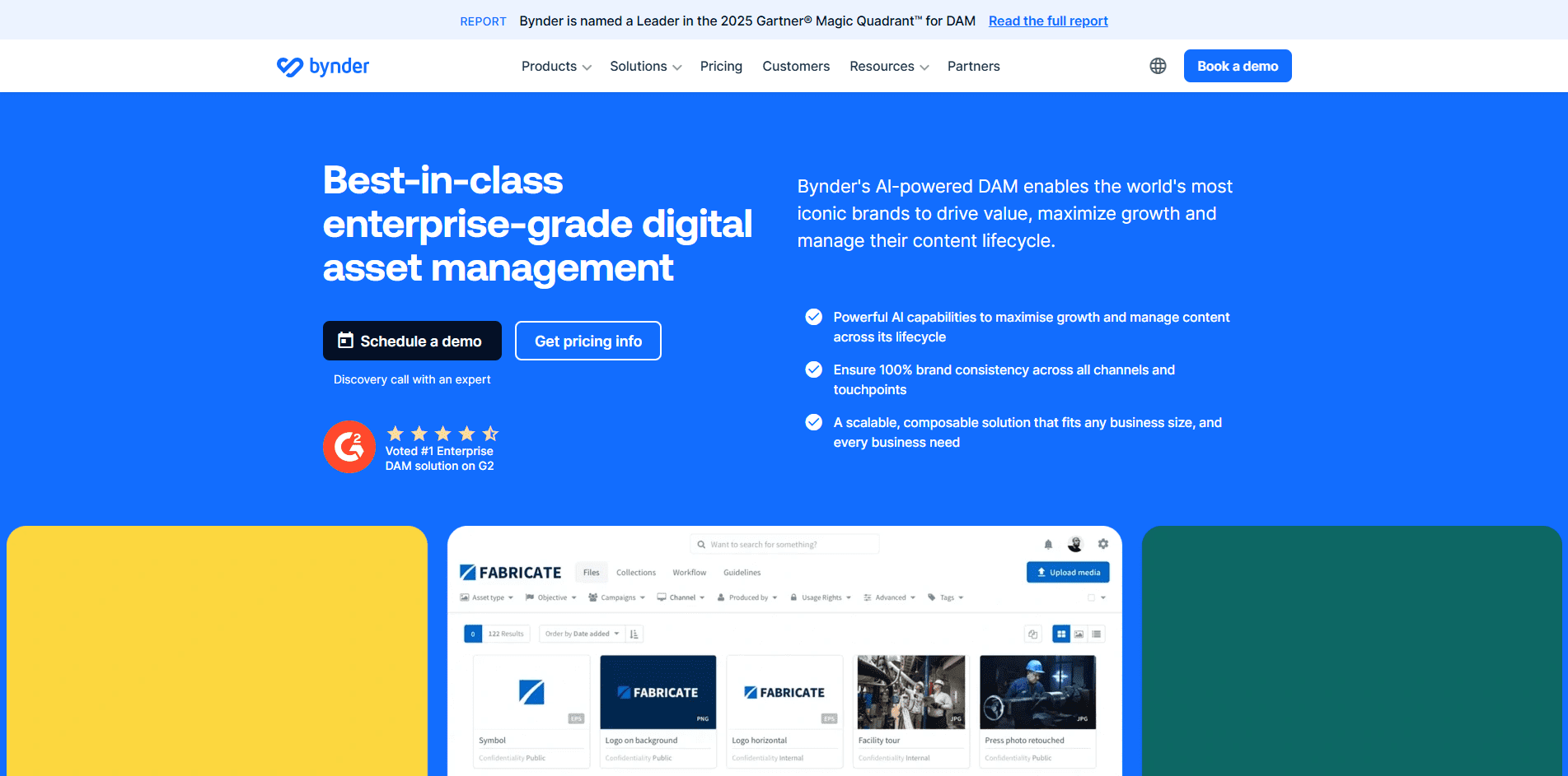 The Bynder homepage.
